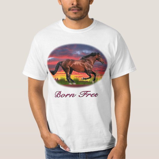 T-shirt d'art de cheval libre né (Devant)