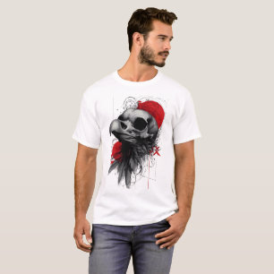 T-shirt d'art de rue gothique grunge avec crâne de