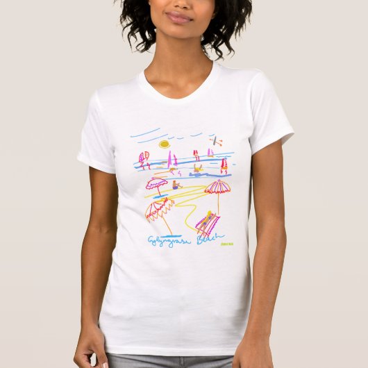 T-shirt d'art : Dessin d'été de plage de (Devant)