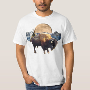 T-shirt d'art faunique Buffalo, Moon & TeePee
