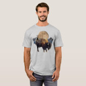 T-shirt d'art faunique Buffalo, Moon & Tipi (Devant entier)