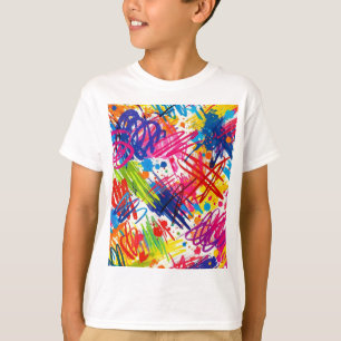 T-shirt d'art gribouillé abstrait coloré