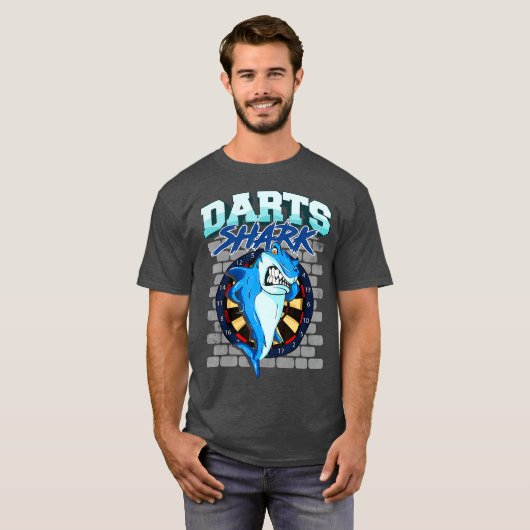 T-shirt Dart Team Player Shark Dartboard Darts Citation (Devant entier)