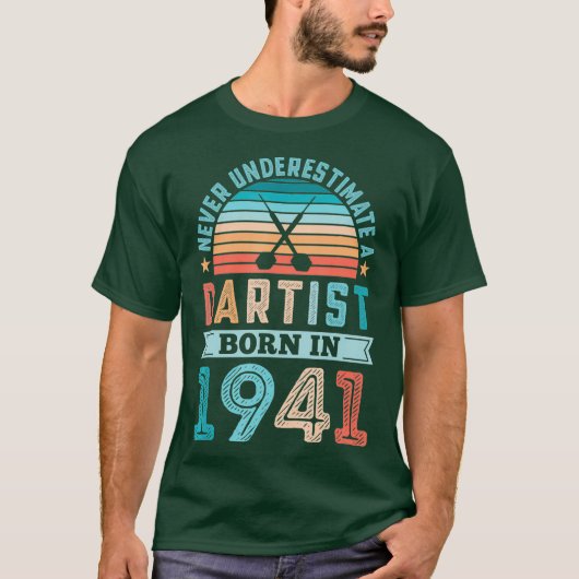 T-shirt Dartiste né 1941 fléchettes 80e anniversaire Retro (Devant)