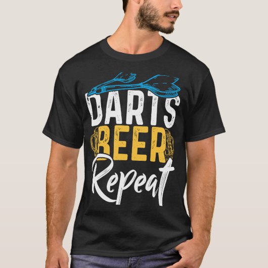 T-shirt Darts Beer Repeat Dart Player (Devant)