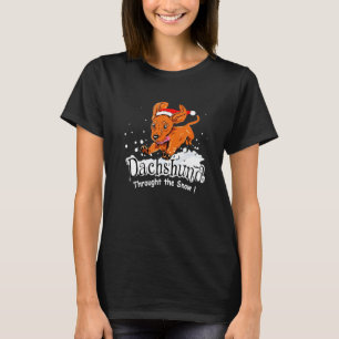 T-shirt Daschund À Travers La Fête Du Chien De Neige