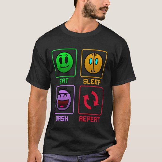T-shirt Dash de veille de manger répéter jeu vidéo Géométr (Devant)