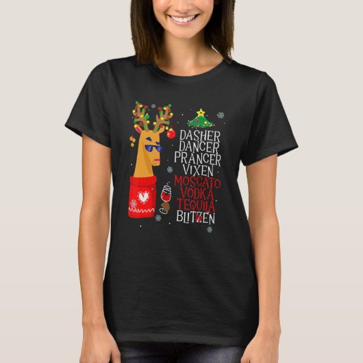T-shirt Dasher Dancer Prancer Alcool Dasher Dasher Dance f (Devant)