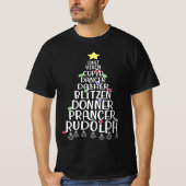 T-shirt Dasher Dancer Prancer Drôle Drôle Rindeer Noms (Devant)