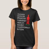 T-shirt Dasher Dancer Reindeer Noms Vin Lover (Devant)