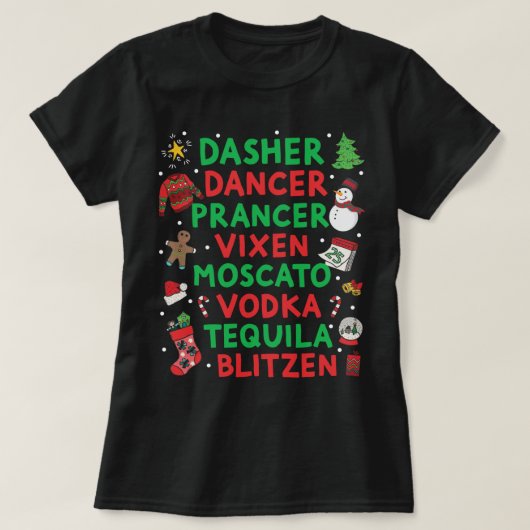T-shirt Dasher Danseur Vixen Moscato Vodka Tequila (Design devant)