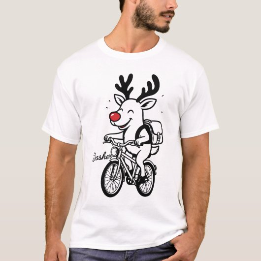 T-shirt Dasher The Reindeer Riding a Bike (Devant)