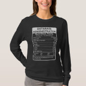 T-shirt Database Administrator Nutrition Facts Sarcastic (Devant)