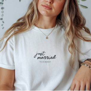 T-shirt Date de mariage personnalisée 'Juste Mariés' en ch