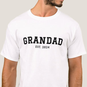 T-shirt Date personnalisée Noir Grand-père établi