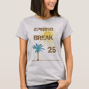 T-shirt Dated Spring Break Palm Trees et Sunsert