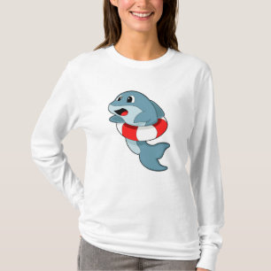 T-shirt Dauphin à la natation avec anneau de natation
