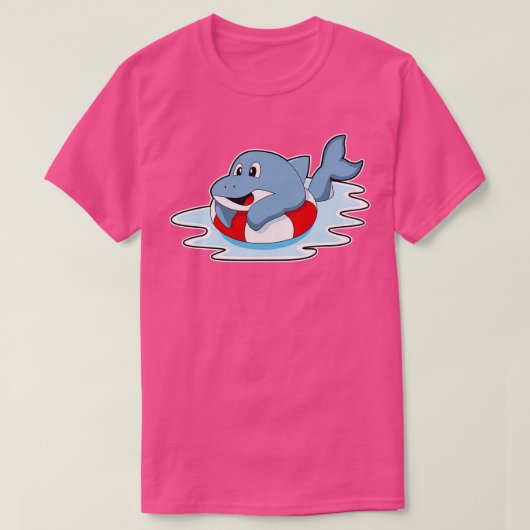 T-shirt Dauphin à la natation avec anneau de natation (Design devant)