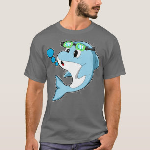 T-shirt Dauphin à la natation avec lunettes de natation 2