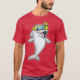 T-shirt Dauphin à la natation avec tuba