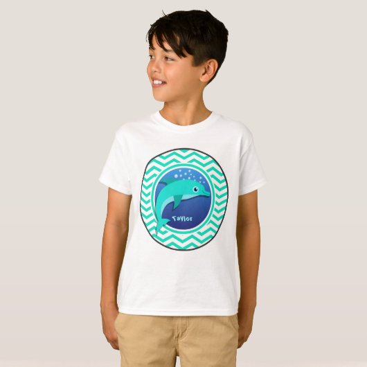 T-shirt Dauphin ; Aqua Green Chevron (Devant entier)