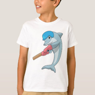 T-shirt Dauphin au cricket avec chauve-souris de cricket