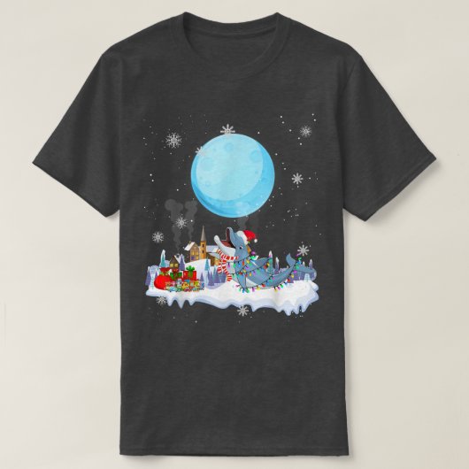 T-shirt Dauphin Chien mignon lumières de Noël Amant Tee (Design devant)