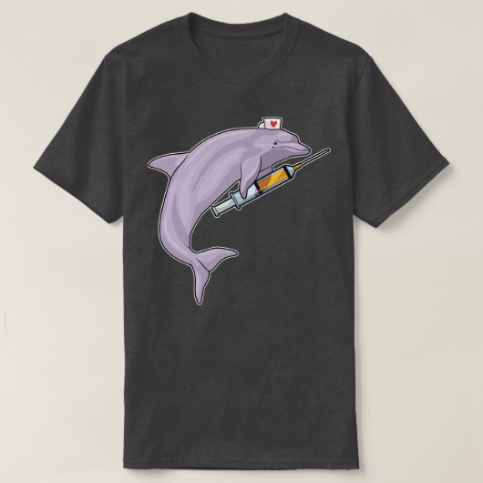 T-shirt Dauphin comme infirmière avec seringue (Design devant)