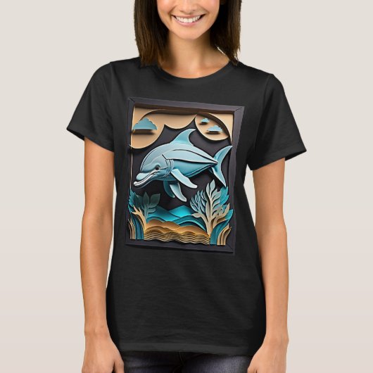 T-shirt Dauphin Design en papier 3D (Devant)