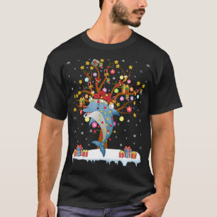 T-shirt Dauphin Éclairage Noël Arbre cadeau Dauphin Noël