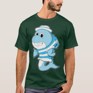 T-shirt Dauphin en mer avec casquette marin