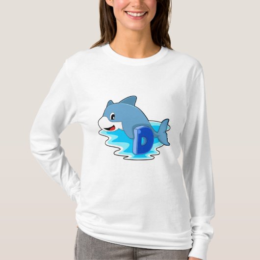 T-shirt Dauphin en natation avec lettre (Devant)