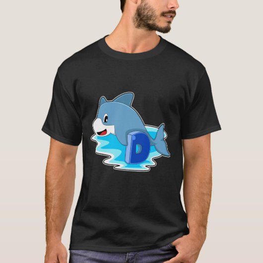 T-shirt Dauphin en natation avec lettre (Devant)