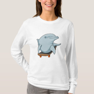 T-shirt Dauphin en patinage avec skateboard