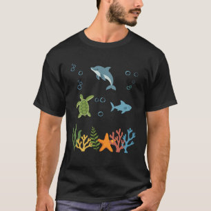 T-shirt Dauphin Enfant Tortue de Mer Sous l'Eau