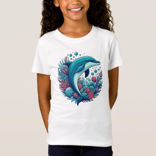 T-Shirt Dauphin marin/côtier mignon (Devant)