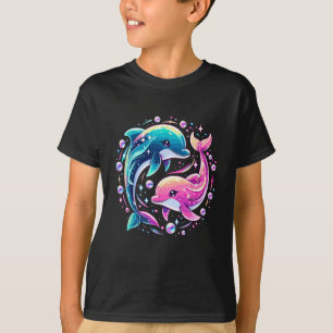 T-shirt Dauphin Océan Coloré Art Amour Animal Marin Vibran