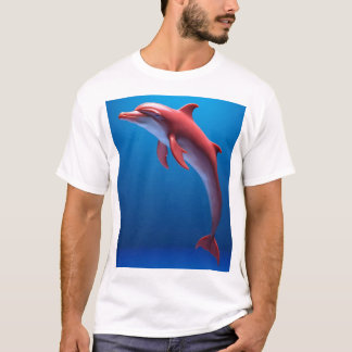 T-shirt Dauphin Rouge S'élevant Au-Dessus des Nuages