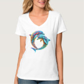 T-shirt Dauphins colorés et adorables (Devant)