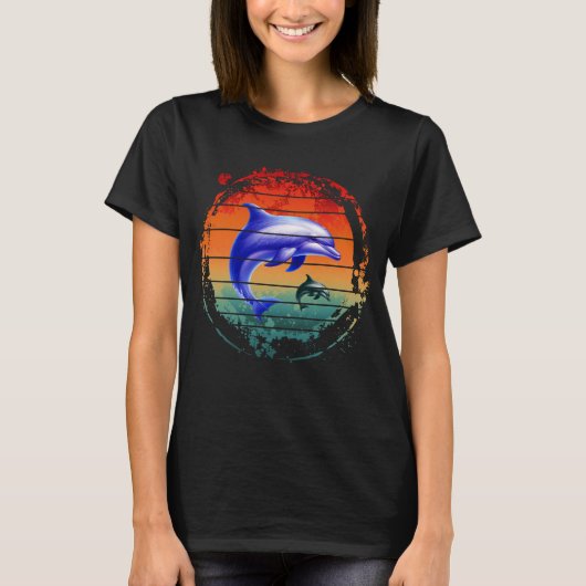 T-shirt Dauphins Créatures Marines Vintage (Devant)