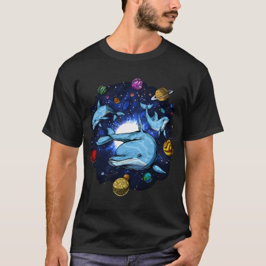 T-shirt Dauphins de l'espace psychédélique (Devant)