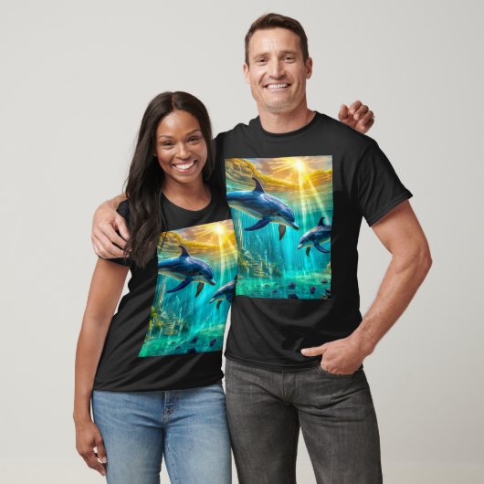 T-shirt Dauphins en Atlantis Design par Rich AMeN Gill (Unisexe)