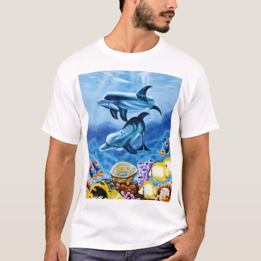 T-shirt Dauphins et art tropical de poissons (Devant)