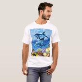 T-shirt Dauphins et art tropical de poissons (Devant entier)