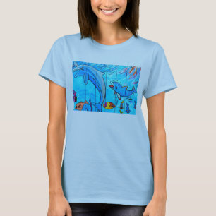 t-shirt dauphins et poissons tropicaux