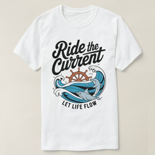 T-shirt Dauphins joueurs surf Ocean Wave & Ship Wheel (Design devant)
