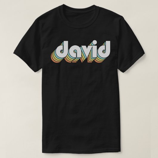 T-shirt David Retro Typographie arc-en-ciel style défraîch (Design devant)