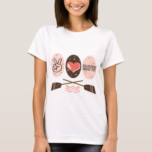 T-shirt d'aviron de rangée d'amour de paix (Devant)