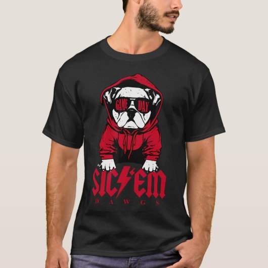 T-shirt Dawgs Sic Em Go Dawgs Funny Bulldog School Spirit (Devant)