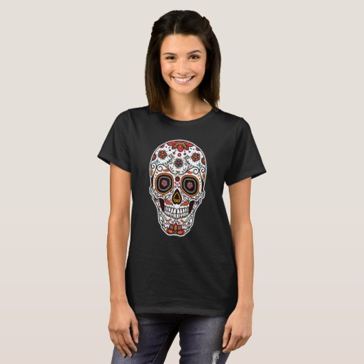 T-shirt Day of the Dead Sugar Skull Candy (Devant entier)